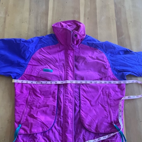 Vintage Women's 90s Columbia Powder Keg Ski Coat Bright Pink Purple Teal Small - Picture 15 of 16